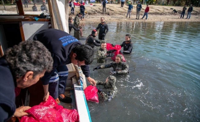 Deniz dibi temizliği Gümbet’te devam etti