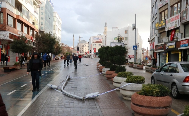 Bolu’da, fırtına nedeniyle direkler ve ağaçlar devrildi