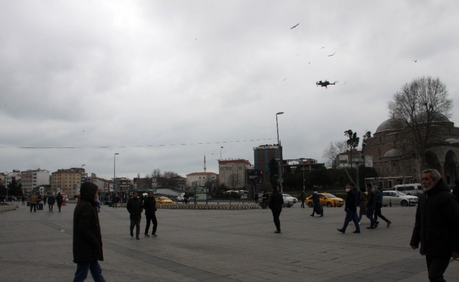 Polisten vatandaşlara drone ile &quot;evde kalın&quot; uyarısı