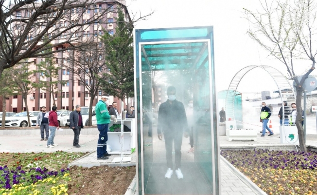 Mamak’ta yaya dezenfekte tüneli kuruldu