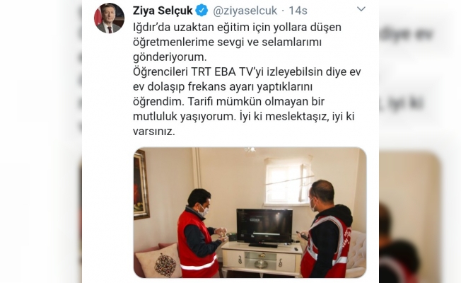 Milli Eğitim Bakanı Ziya Selçuk, Iğdırlı öğretmenleri tebrik etti