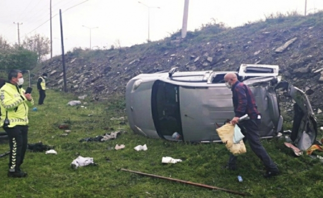 Samsun’da kamyonet şarampole yuvarlandı: 1 yaralı