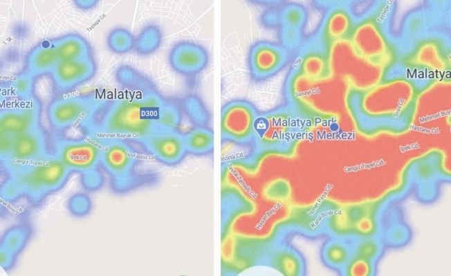 Malatya’da endişe veren korona virüs haritası