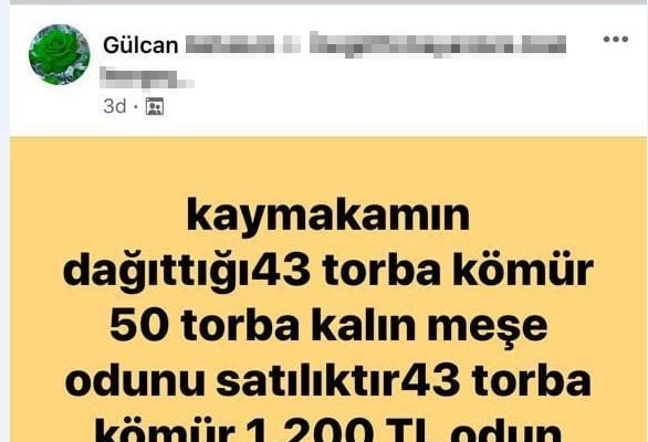 Devletin yardım için verdiği kömürleri satmaya kalktı