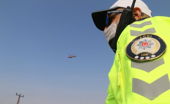 Ağrı’da trafik denetimleri helikopter ve drone yardımıyla gerçekleştirildi