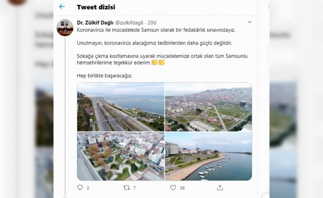 Vali Dağlı’dan Samsunlulara teşekkür