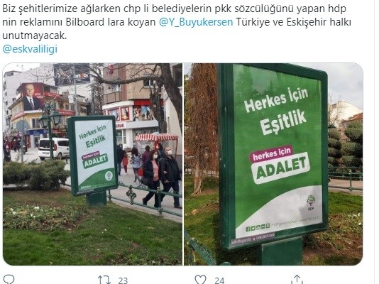 HDP afişi bulunan bilborda saldırı