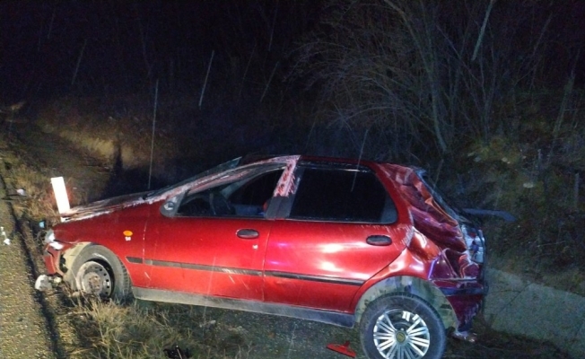 Yoldan çıkan otomobil takla attı : 1 yaralı