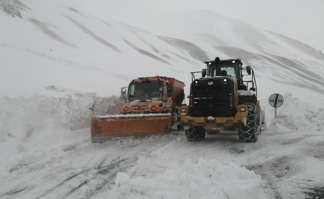 Van-Bahçesaray yolunda karla mücadele devam ediyor