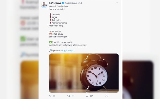 İstanbul Valisi Yerlikaya’dan mesai saati açıklaması