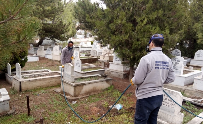 Kırıkkale’deki mezarlıklarda yabani otlarla mücadele