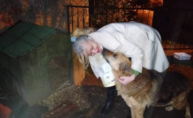 Sokak hayvanlarına bahçesinde bakıyor