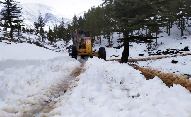 Yörüklerin kullandığı yollar kardan temizlendi