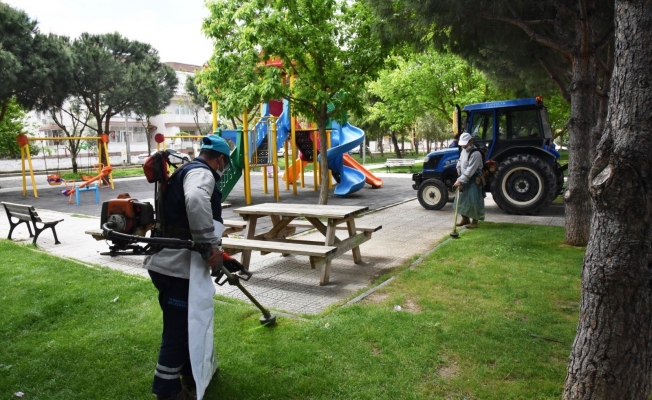 Yunusemre Belediyesinden yeşil alanlarda bakım çalışması