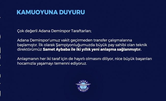 Adana Demirspor, Samet Aybaba ile yola devam edecek