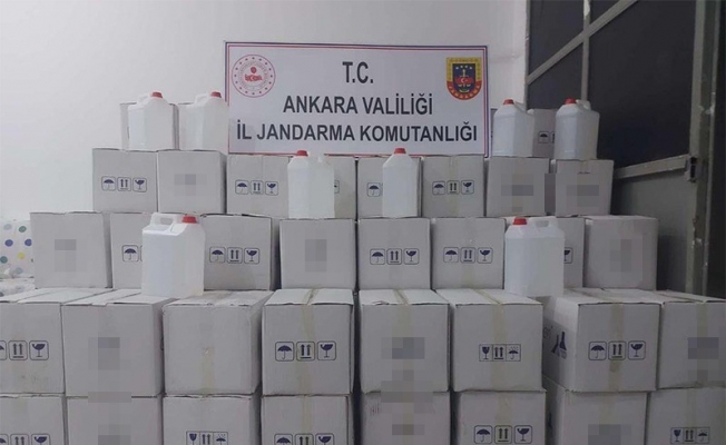Başkent’te Sağlık Bakanlığı onayı olmayan 2 bin 500 litre dezenfektan ele geçirildi
