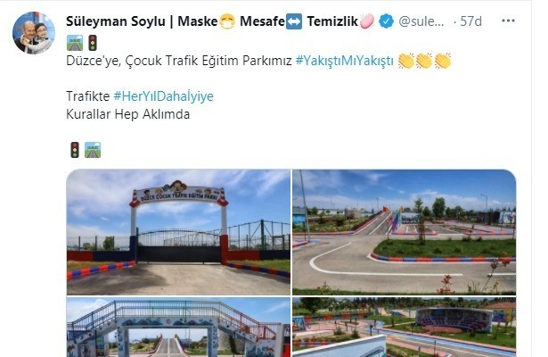 İçişleri Bakanı Süleyman Soylu’dan Düzce paylaşımı