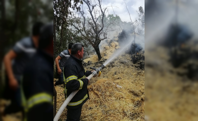 Saman balyaları alev alev yandı