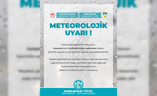 Meteoroloji’den Alanya için uyarı!