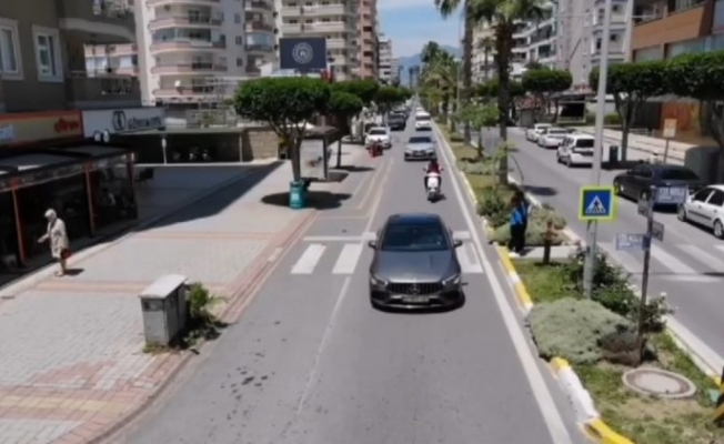 Alanya’da jandarmadan dron destekli trafik uygulaması