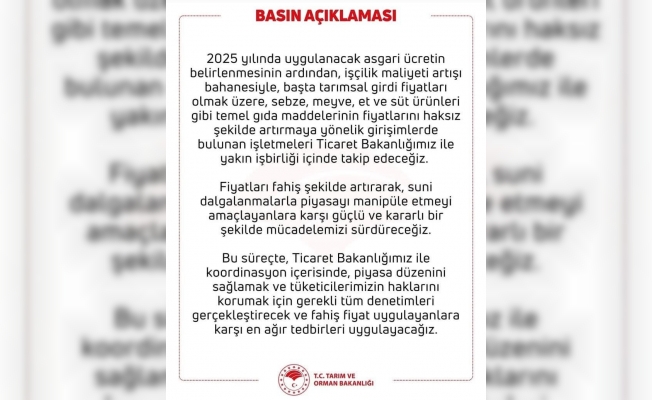 İlçe Tarım fırsattan istifade  zam yapanlara aman vermeyecek