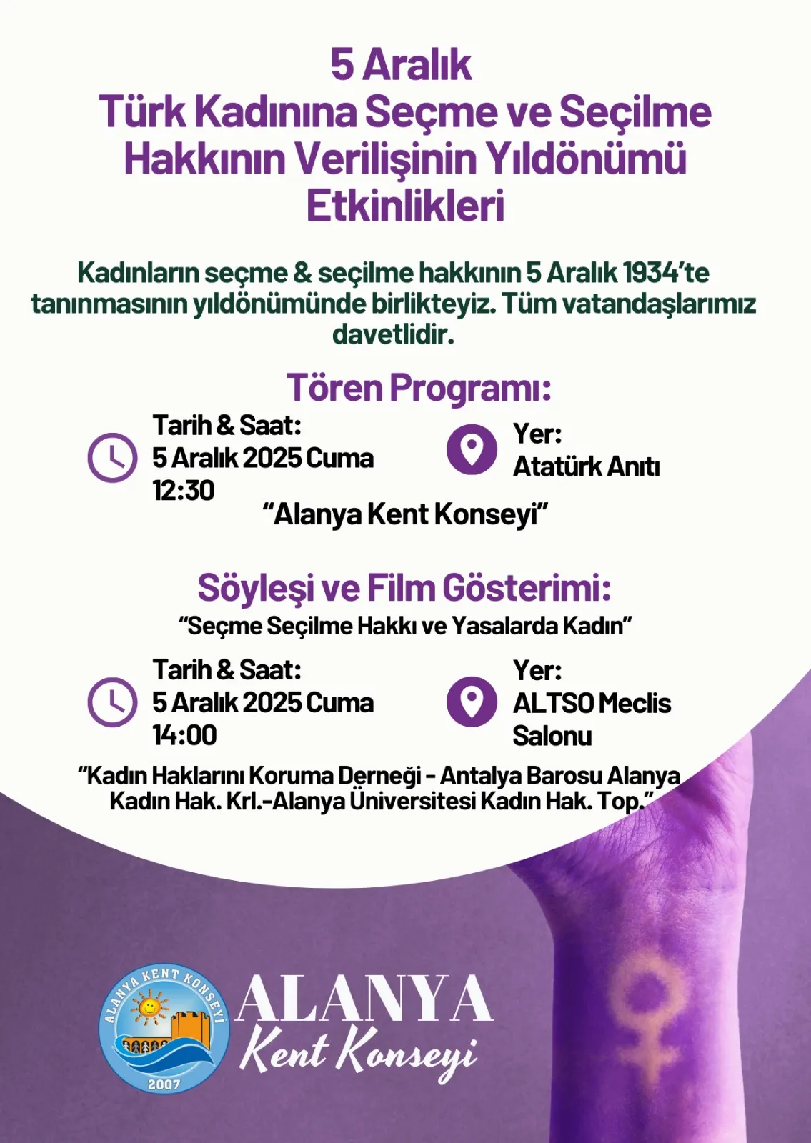 Alanya’da 5 Aralık İçin Birlik ve Farkındalık Buluşması: Kadınların Demokratik Mücadelesi Anılacak